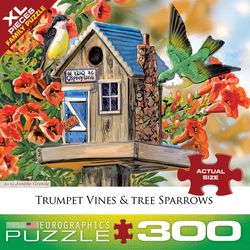 Eurographics Trumpet Vines & Tree Sparrows Jigsaw Puzzle Multicolored 300 pc