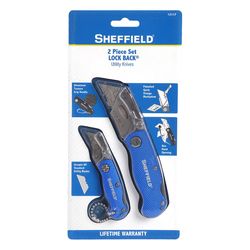 Sheffield 6 in. Folding Lock Back Utility Knife Blue 2 pc