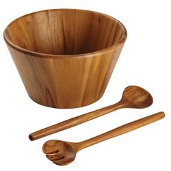Anolon 11 oz Brown Wood Salad Bowl with Servers 3 pk