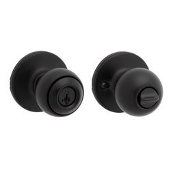 Kwikset Polo Traditional Matte Black Keyed Entry Door Knob 1-3/4 in.