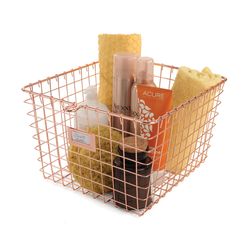 Spectrum 13.75 in. L X 11.25 in. W X 8 in. H Copper Storage Basket