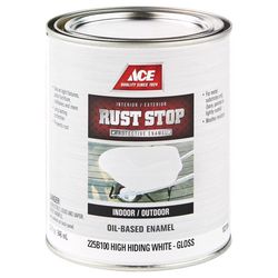 Ace Rust Stop Indoor and Outdoor Gloss White High-Hide Base Oil-Based Enamel Rust Prevention Paint 1