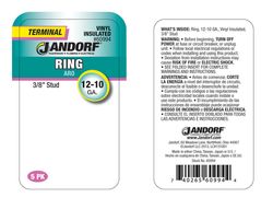 Jandorf 12-10 Ga. Insulated Wire Ring Terminal Yellow 5 pk
