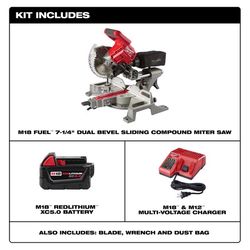 Milwaukee 18V M18 FUEL 7-1/4 in. Cordless Brushless Compound Miter Saw Kit (Battery & Charger)