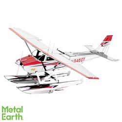 Fascinations Metal Earth Cessna 182 Floatplane 3D Model Kit Red/White
