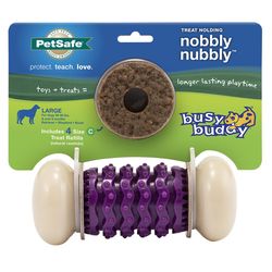 PetSafe Busy Buddy For Dog Purple/White Nylon/Rubber Nobbly Nubbly Treat Holding Toy Large 1 pc