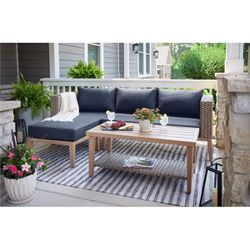 Living Accents Burbank 4 pc Brown Steel Sectional Deep Seating Set Black