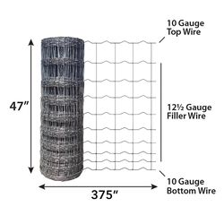 FarmGard 47 in. H X 330 ft. L Steel Field Fencing Gray