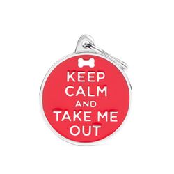 MyFamily Charms Red Keep Calm and Take Me Out Metal Dog Pet Tags Large