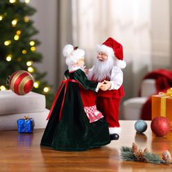 Mr. Christmas Multicolored Really Dancing Santa and Mrs. Musical Animated Decor 12 in.