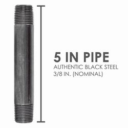 STZ Industries 3/8 in. MIP each X 3/8 in. D MIP Black Steel 5 in. L Nipple