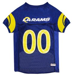 Pets First NFL Multicolored Los Angeles Rams Cat/Dog Jersey Medium