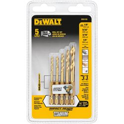 DeWalt Assorted Titanium Impact Ready Drill Bit Set Quick-Change Hex Shank 5 pc