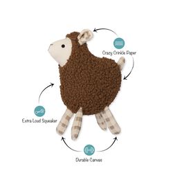 Pet Shop by Fringe Studio For Dog Brown/White Plush Lammy Dog Toy 1 pk