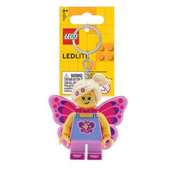 LEGO Minifigures Plastic Pink Butterfly Girl Keychain w/LED Light