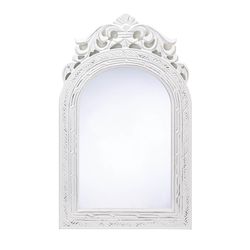 Accent Plus 20 in. H X 12.5 in. L White Fourish Accent Wood Wall Mirror