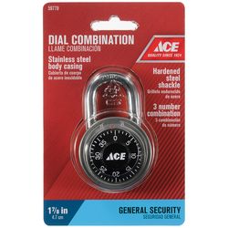 Ace 1-7/8 in. H X 1-7/8 in. W X 3/4 in. L Stainless Steel Combination Dial Padlock