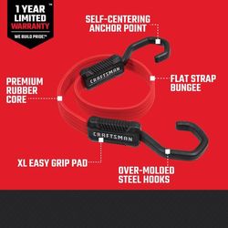 Craftsman Flat Bungee Cord 24 in. L 2 pk
