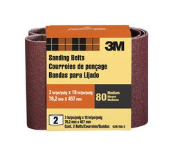 3M 18 in. L X 3 in. W Aluminum Oxide Sanding Belt 80 Grit Medium 2 pk