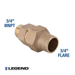 Legend Valve T-4100NL 3/4 in. Flare in. X 3/4 in. D MNPT Cast Bronze Adapter