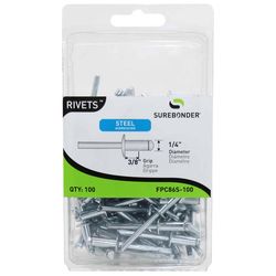Surebonder 1/4 in. D X 1/4 in. Steel Rivets Silver 100 pk