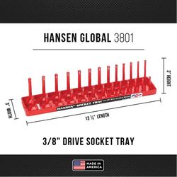 Hansen Global 13.25 in. L X 3/8 in. drive SAE Socket Tray 1 pc