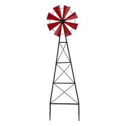 Glitzhome Red Metal 44 in. H X 12.25 in. L X 2 in. W Wind Spinner Yard Stake