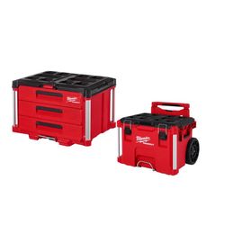 Milwaukee PACKOUT 3-Drawer Tool Box and Rolling Tool Box Kit