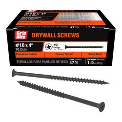 Grip-Rite No. 10 wire X 4 in. L Phillips Coarse Drywall Screws 1 lb 43 pk
