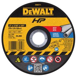 DeWalt HP 3 in. D X 3/8 in. X 1/16 in. thick Aluminum Oxide Abrasive Cut-Off Wheel 1 pc