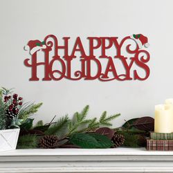 Glitzhome Multicolored Happy Holidays Wall Sign 9 in.