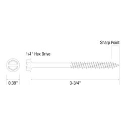 Grip-Rite 3/16 in. wire X 3-3/4 in. L Slotted Hex Washer Head Coarse Concrete Screws