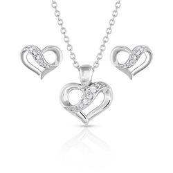 Montana Silversmiths Women's Ribbon Round My Heart Silver Jewelry Sets Water Resistant