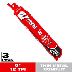 Diablo Amped 6 in. Carbide Tipped Reciprocating Saw Blade 12 TPI 3 pk