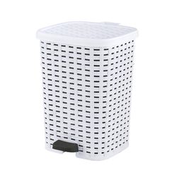 Superio Brand 12 L White Plastic Wicker Step Trash Can