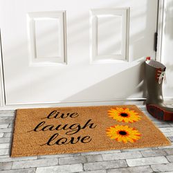 Home & More 2 ft. W X 3 ft. L Multi-color Sunflower Live Laugh Love Coir Door Mat