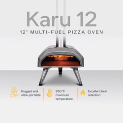 Ooni Karu 12 Charcoal/Wood Chunk Outdoor Pizza Oven Silver