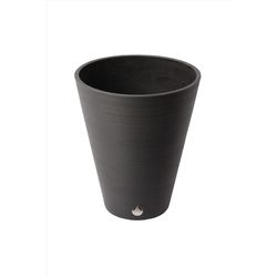 Algreen 18.5 in. H X 15 in. W X 9.5 in. D Plastic Round Ribbed Planter Black