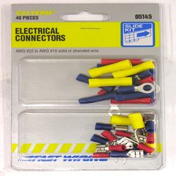 Calterm 22-10 AWG Solid/Stranded Terminal and Connector Kit Assorted 40 pc