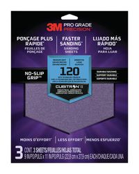 3M Pro Grade Precision 11 in. L X 9 in. W 120 Grit Ceramic Sanding Sheet 3 pk