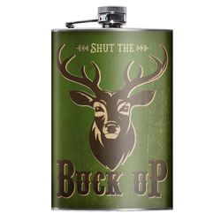 Lucky Jack 8 oz Stainless Steel Buck Up Hip Flask