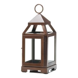 Gallery of Light Mini Contemporary Glass/Metal Copper Lantern