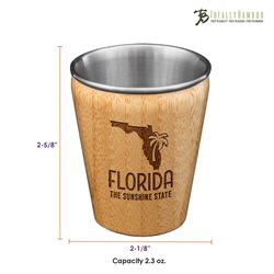Totally Bamboo 2 oz Brown/Silver Stainless Steel/Wood Florida Shot Glass