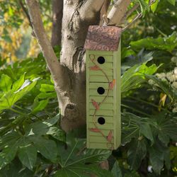 Glitzhome 18 in. H X 4 in. W X 5 in. L Metal and Wood Bird House