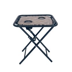 Living Accents Taupe Square Oxford Fabric Bungee Side Table