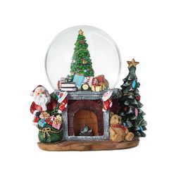 Glitzhome Multicolored 120mm Lighted Musical Waterglobe Christmas Tree on Fireplace Table Decor 8 in