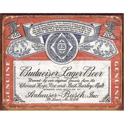 Desperate Enterprises Anheuser-Busch Budweiser 16 in. H X 12.5 in. L Tin Sign