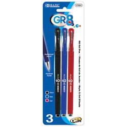 Bazic Products GR8 Assorted Oil Gel Pen 3 pk