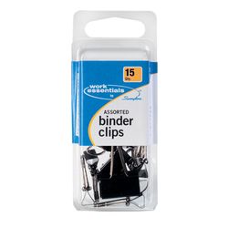Swingline Work Essentials Assorted Size Black/Silver Binder Clips 15 pk