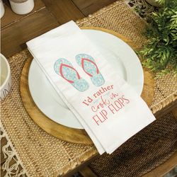 P Graham Dunn White Cotton Tea Towel 1 pk